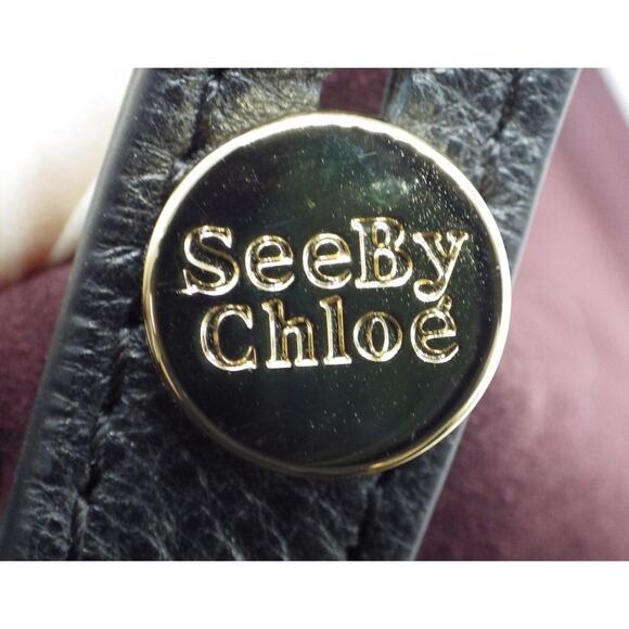 See by Chloé Suede Leather Tote Bag Colorblock Burgundy Fall COA - Picture 13 of 13